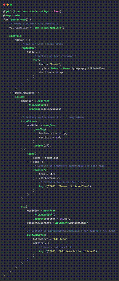 Img. 9 - TeamsScreen composable