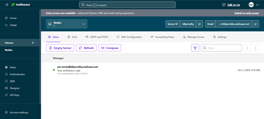 Mailosaur interface